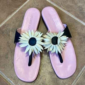 Robert Zur sandals. Pink, black with Daisy. Size 10. New